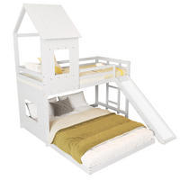 ETAGENBETT mit Rutsche und Leiter 90x200/140x200 cm Kiefer/MDF Weiß - Weiß, Holzwerkstoff (90/200cm) - Beauniv