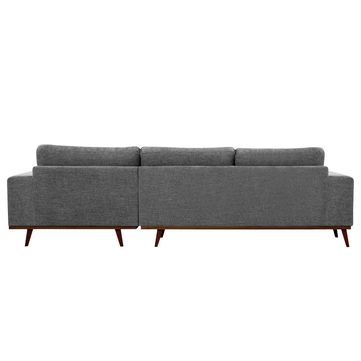 ECKSOFA mit Longchair - Dunkelgrau/Buchefarben, Buchenholz/Textil (281/153cm) - home24