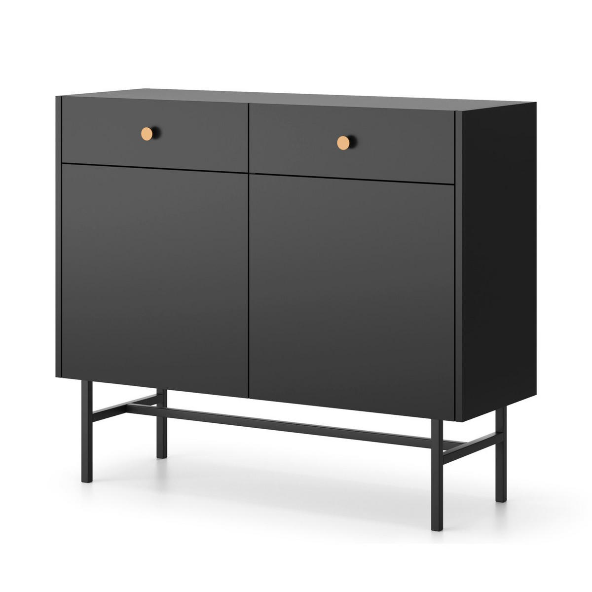 SIDEBOARD Divenos Schwarz 104 cm - Goldfarben/Schwarz, Holzwerkstoff/Metall (104.4/89.4/39cm) - Selsey
