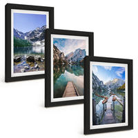 BILDER SET 3er Set - 20x30 cm Schwarzer Rahmen - Berge, Seen, Holzstege - Schwarz, Kunststoff (20/30cm) - TULUP