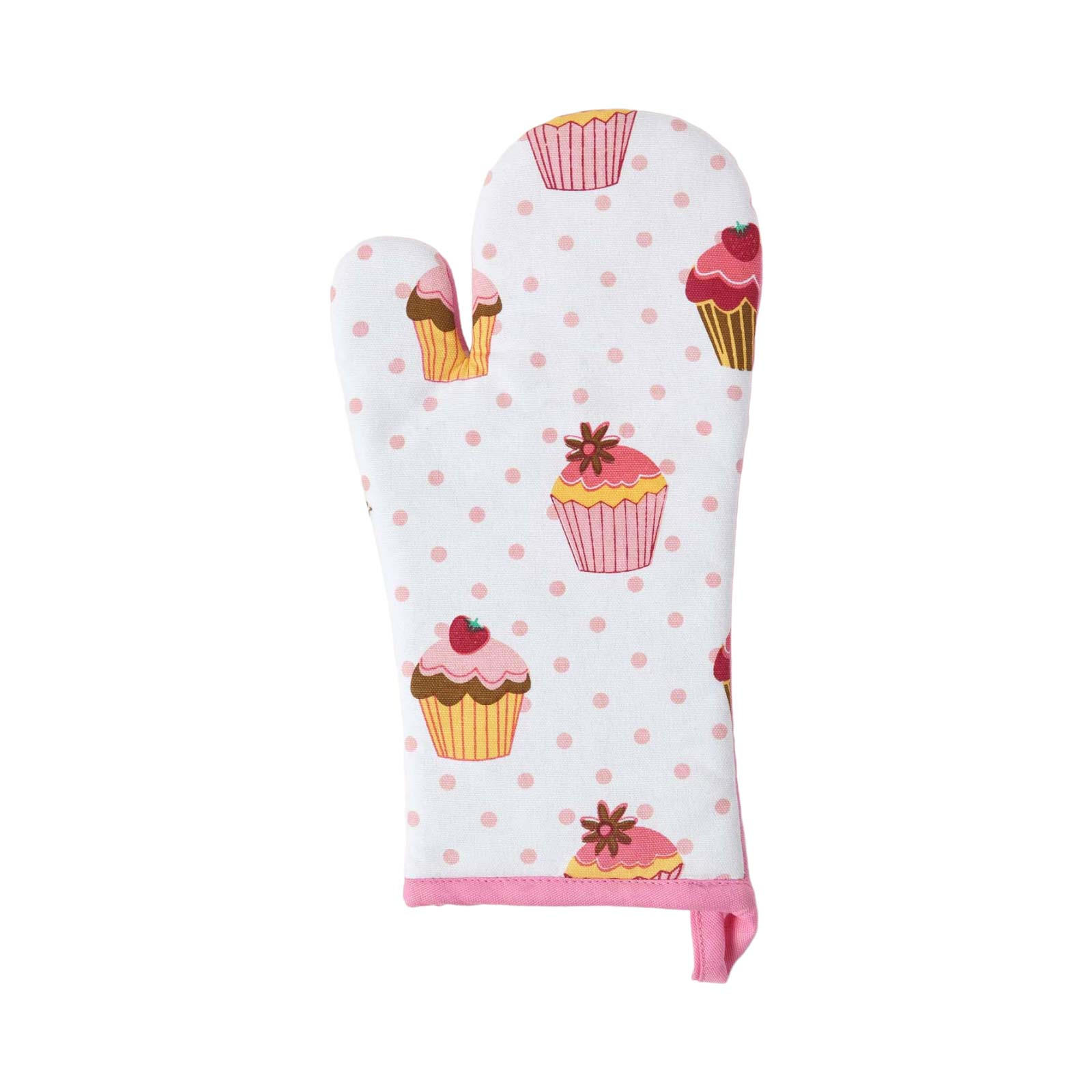OFENHANDSCHUH Cupcakes 18/32 cm, Baumwolle wattiert - Rosa, Textil (18/32cm) - Homescapes