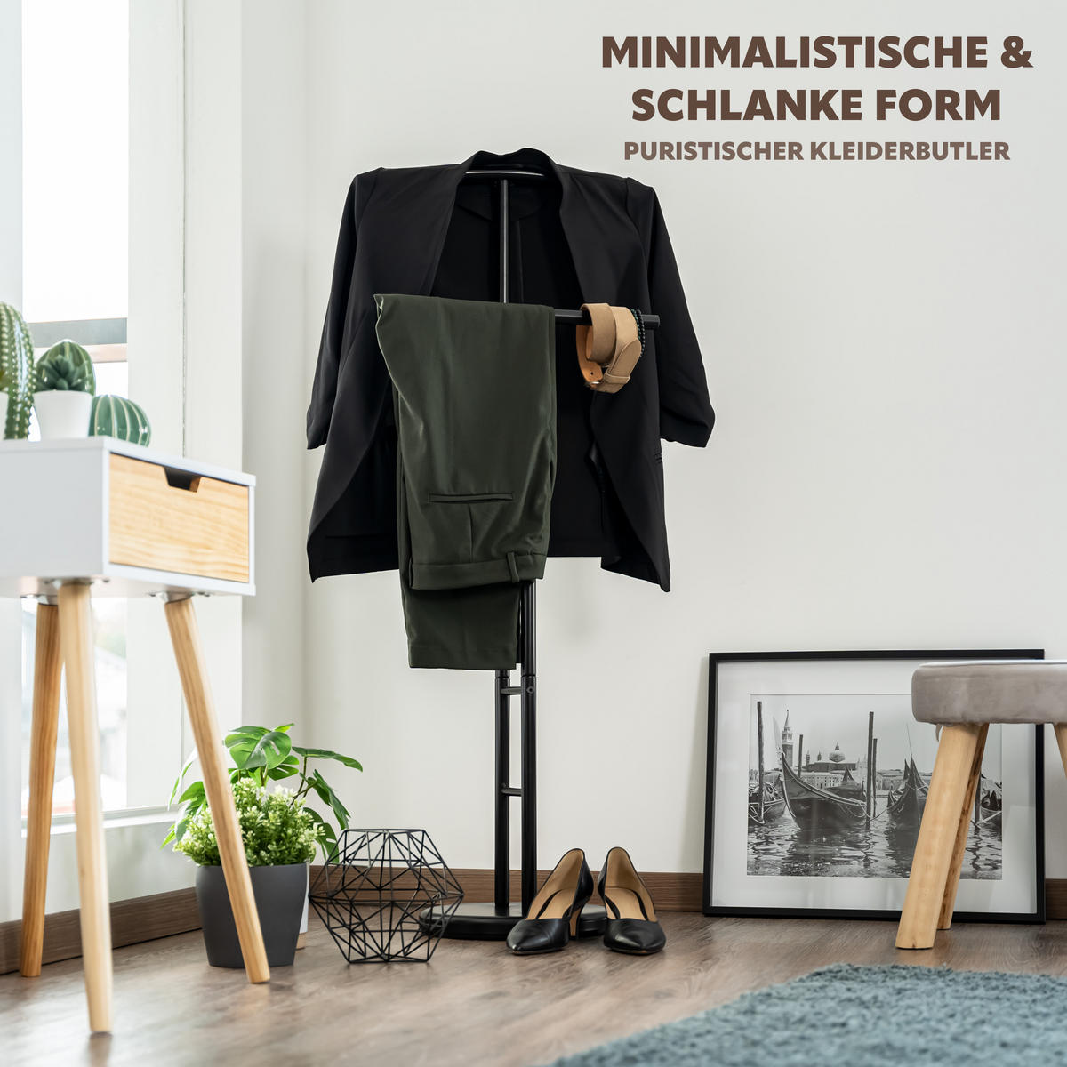 KLEIDERBUTLER, schwarz, Metall - Schwarz, Metall (28.5/114.5/46cm) - bremermann