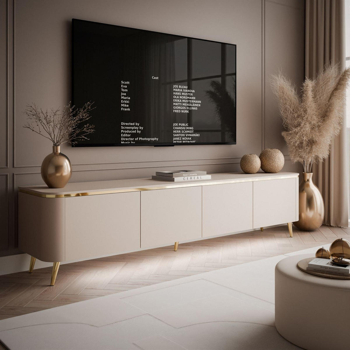 TV-RACK AVELINE 200 cm mit LED-Beleuchtung - Kaschmir, Holzwerkstoff (200/48/40cm) - Lookway