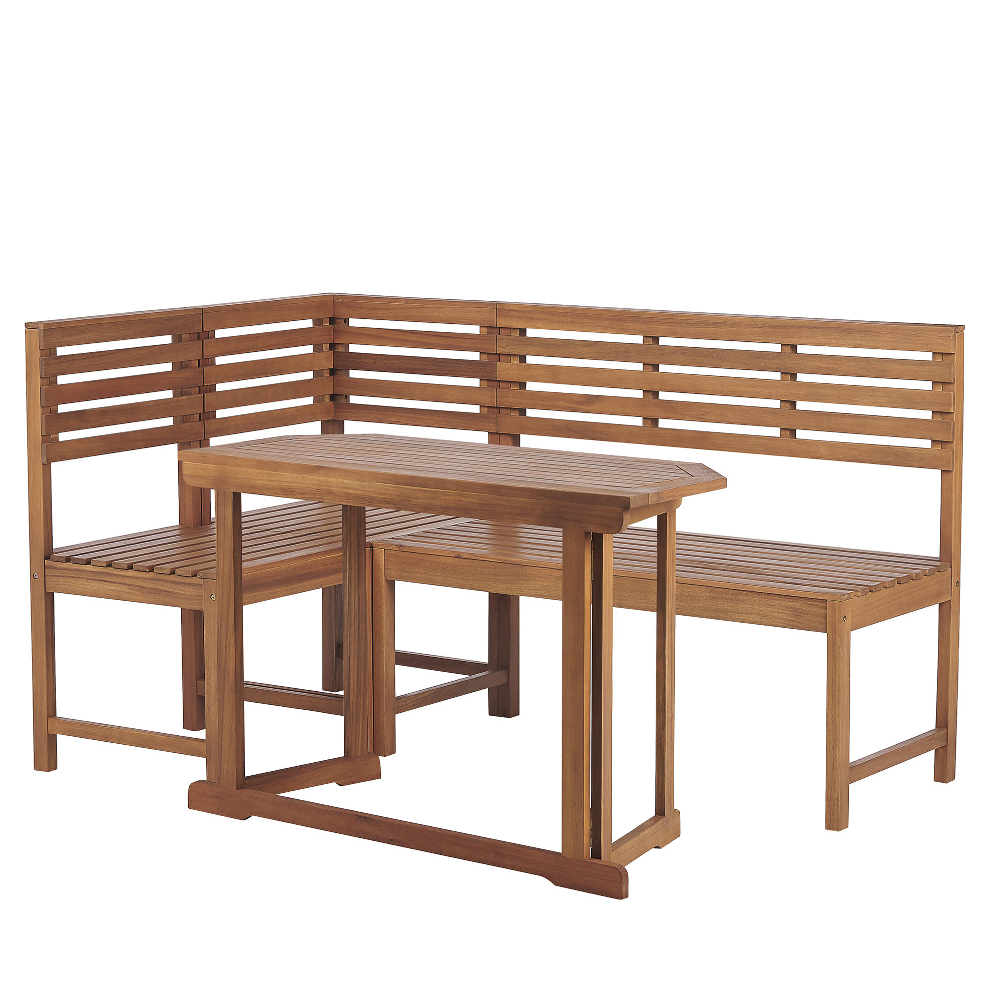 BALKON ECKBANK SET 4-teilig Akazienholz hellbraun modular Treia - Hellbraun, Holz - Beliani