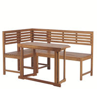 BALKON ECKBANK SET 4-teilig Akazienholz hellbraun modular Treia - Hellbraun, Holz - Beliani
