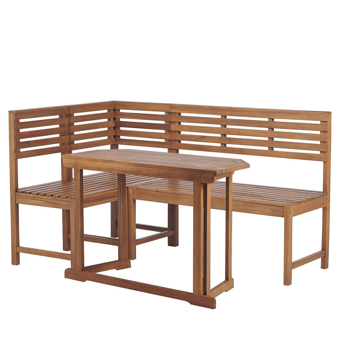 BALKON ECKBANK SET 4-teilig Akazienholz hellbraun modular Treia - Hellbraun, Holz - Beliani