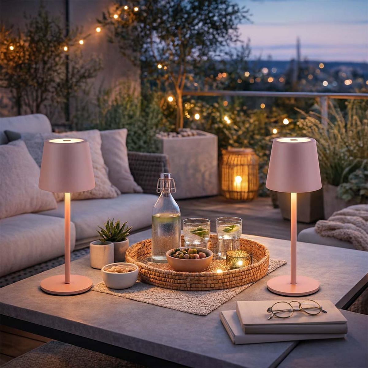 LED TISCHLEUCHTE Metall Rosa 2x - Rosa, Metall (8.5/8.5/28cm) - Globo Lighting