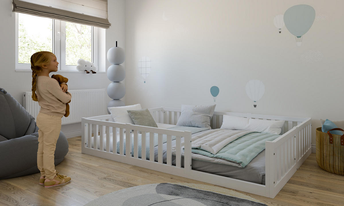 KINDERBETT Montessori 140cm - Weiß, Holz - kiki design