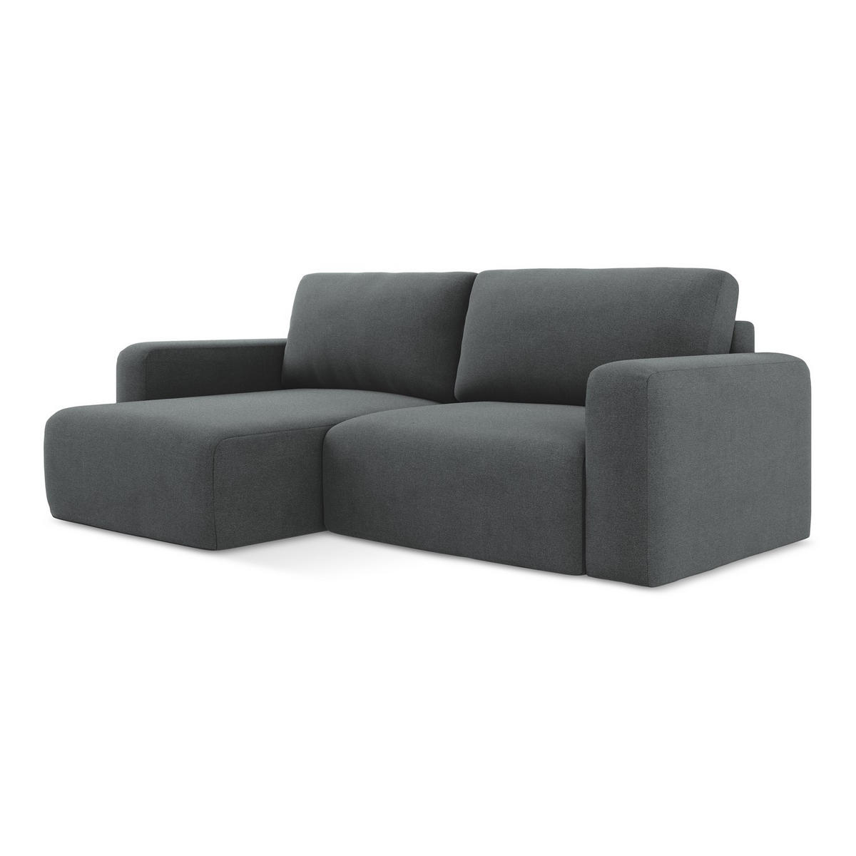 ECKSOFA mit Schlaffunktion links Strukturstoff Stoff Grau - Schwarz/Grau, Kunststoff/Textil (149/244cm) - LaMiaSofa