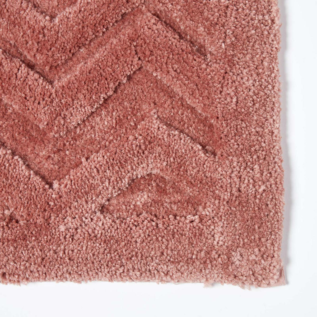 BADEMATTE 50/80 cm Chevron, Hochflor - Pink, Textil (50/80cm) - Homescapes