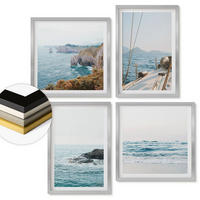 WANDBILDER 4er Set - 50x50 cm & 40x60 cm Silberner Rahmen - Küstenlandschaftsblick - Silberfarben, Kunststoff (50/50cm) - ArtPrintCave