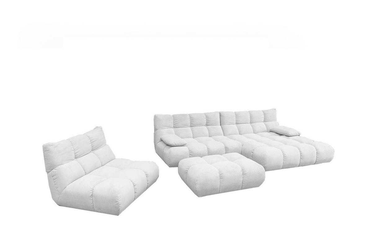 SITZGRUPPE VIVIEN 3ER SET Weiß Cord - Weiß, Kunststoff/Textil (359/85/510cm) - KAWOLA