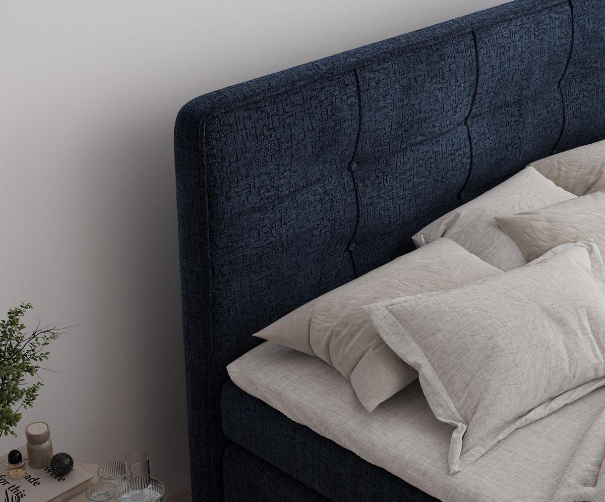 BOXSPRINGBETT Semplice Marineblau 140/200 cm - Schwarz/Dunkelblau, Holz/Holzwerkstoff (140/200cm) - Maison de Reve