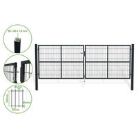 ZAUNTOR Grau Razo 4m H.140cm + TÜRCHEN 1m H.140cm - Grau, Metall (408/146cm) - Casanoov