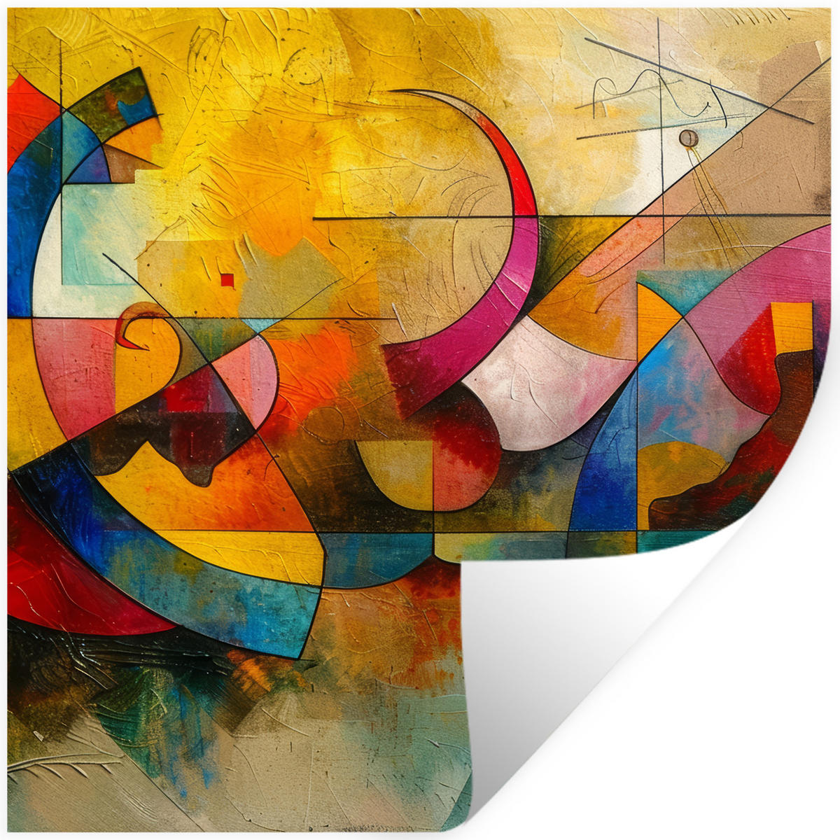 WANDTATTOO Kunst - Abstrakt - Modern 50x50 cm - Gelb, Kunststoff (50/50/0.1cm) - MuchoWow