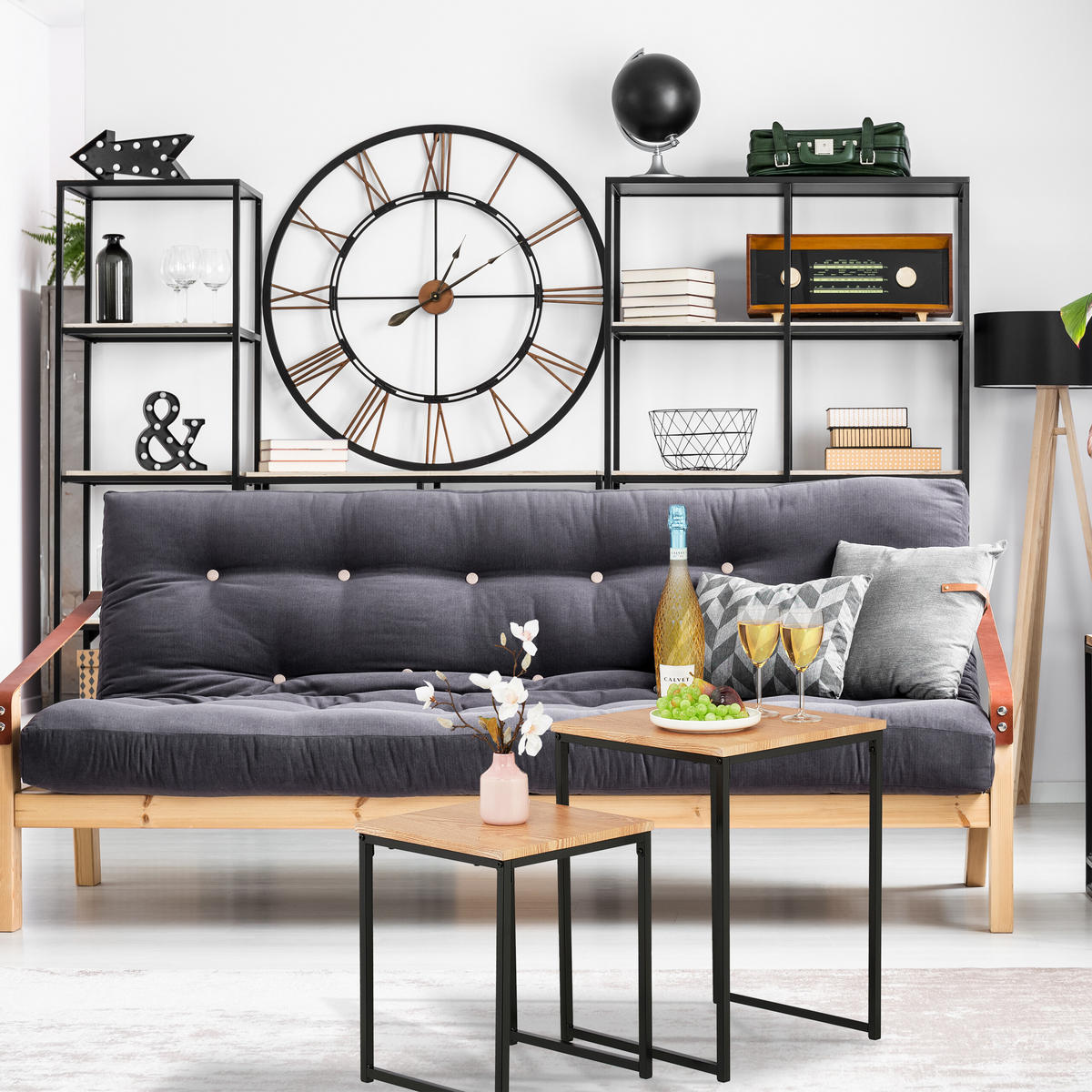 2XBEISTELLTISCH - Schwarz, Holzwerkstoff/Kunststoff (40/40/54cm) - Relaxdays