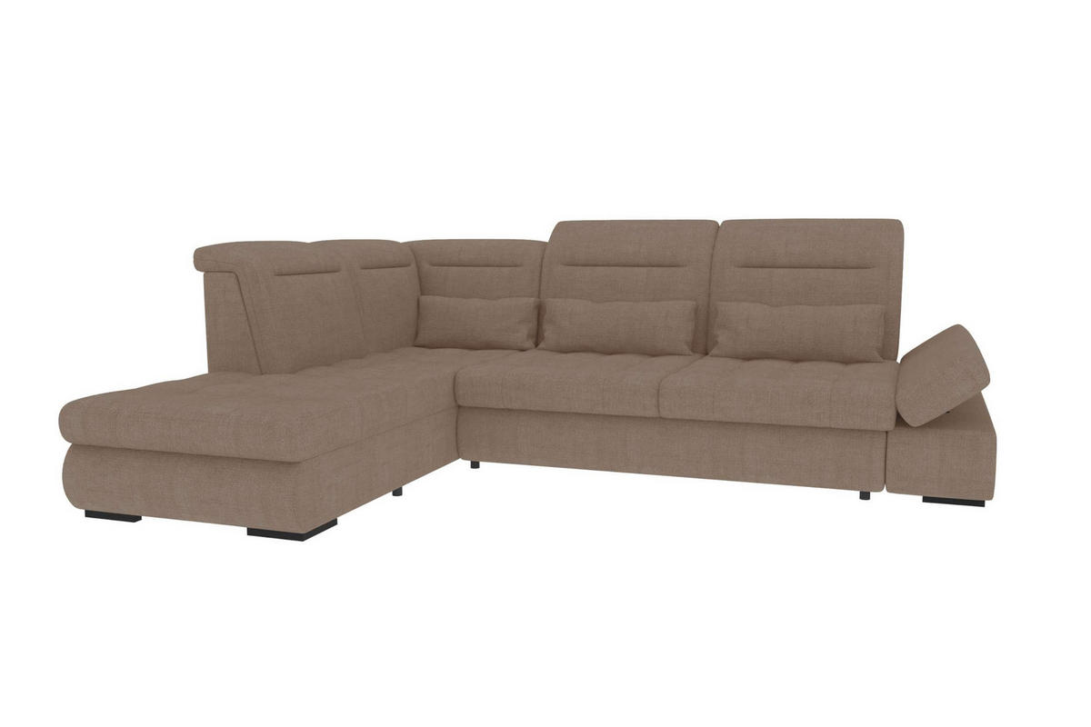 ECKSOFA Toscana Velours inkl. Schlaffunktion - Sandfarben/Taupe, Textil (227/279cm) - 99rooms