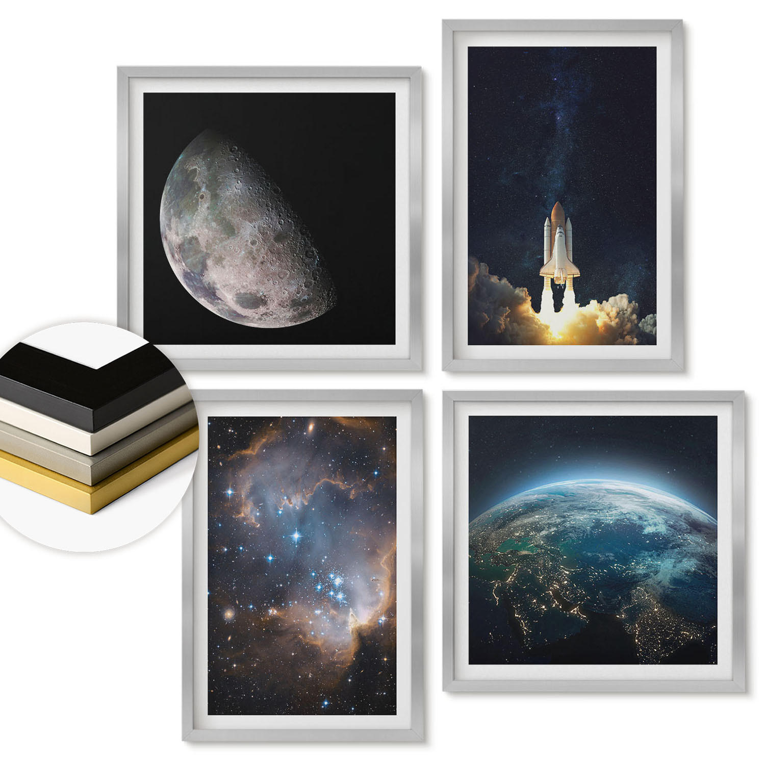 ArtPrintCave Wandbilder Silber 50x50 cm
