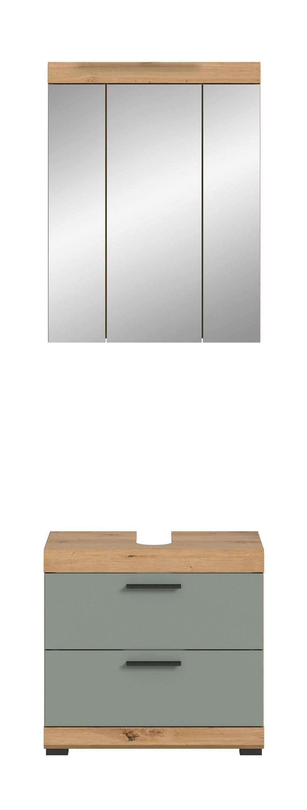 BADKOMBINATION 2tlg. Scout Bad in Artisan Eiche Nachbildung und Salbei Nachbildung B/H/T: 60x191x34 cm - Eiche Artisan, Holz (60/191/37cm)