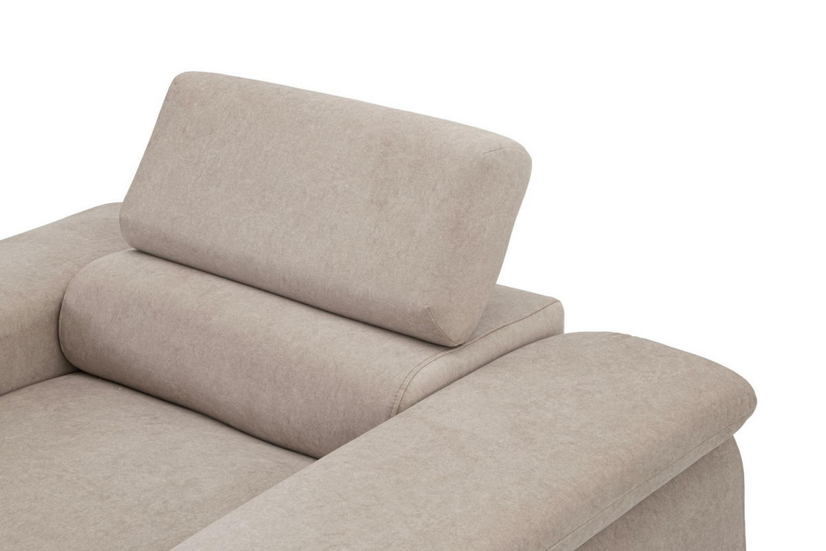 SESSEL PLAZA mit verstellbare Kopfstütze Velours Beige - Beige/Schwarz, Holz/Textil (130/95/100cm) - Muffo