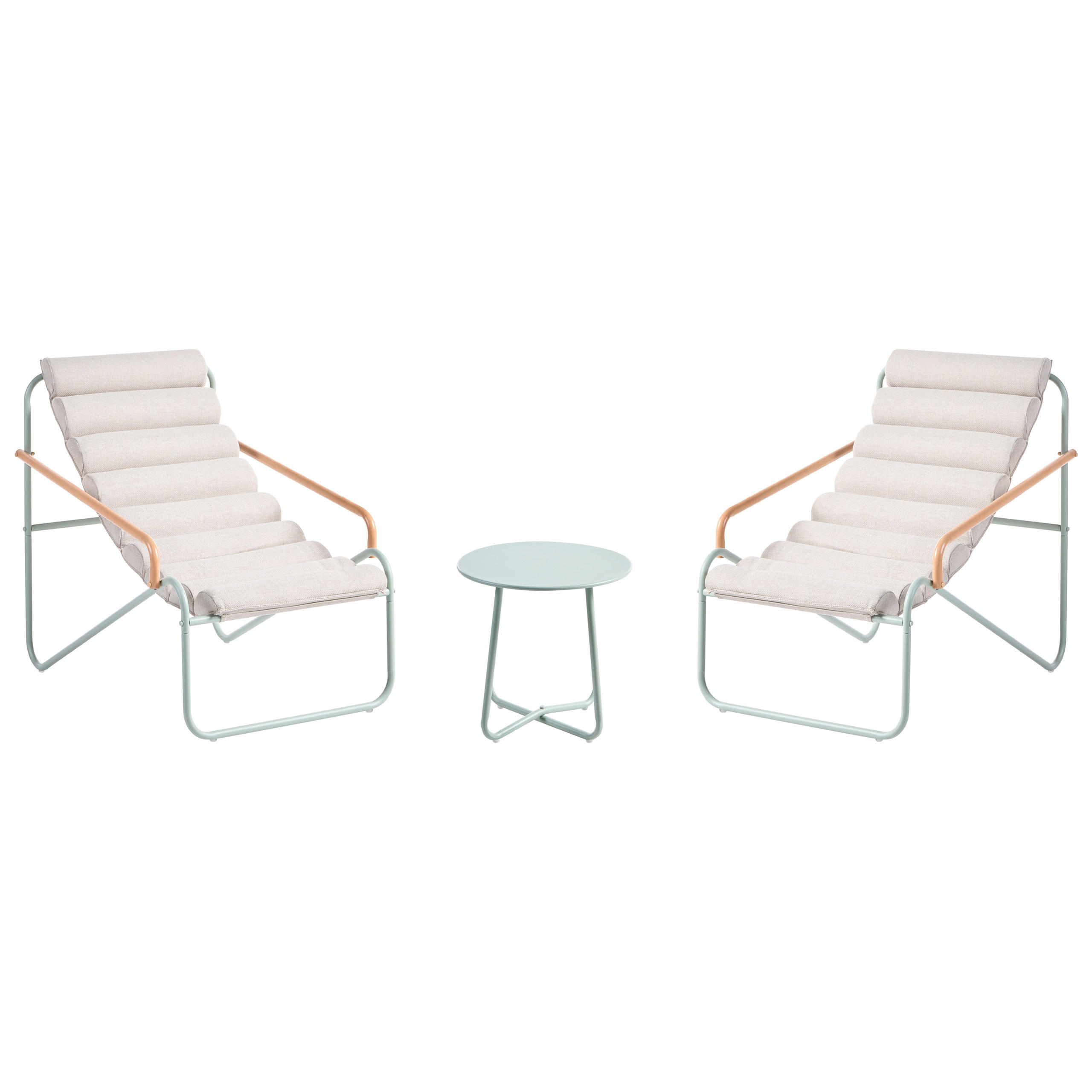 LOUNGE-SET mit Tisch 2-Sitzer Metall Mintgrün Pasto - Beige/Grün, Metall - Beliani