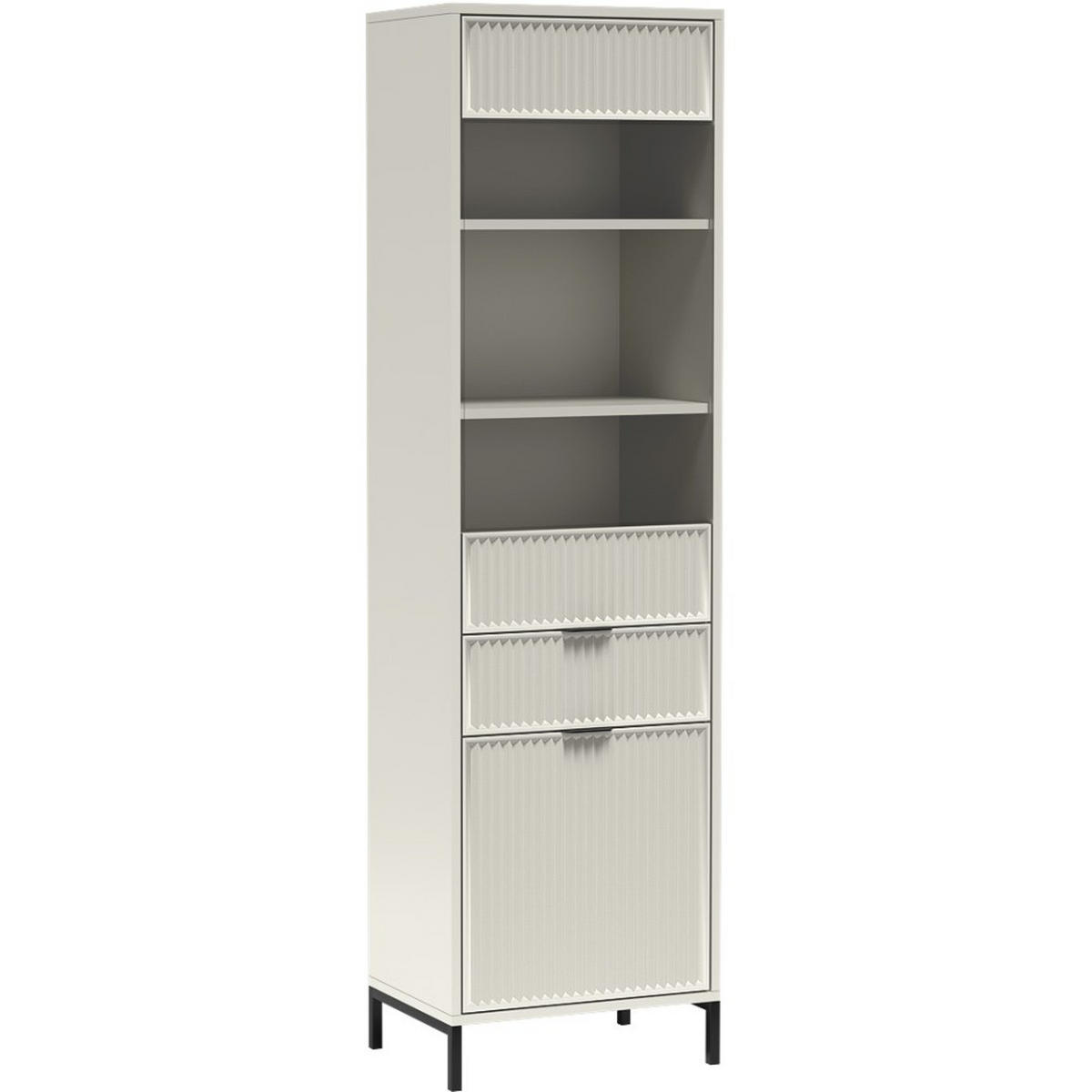 VITRINE Linna mit Schublade 55 cm kaschmir - Kaschmir/Schwarz, Holzwerkstoff/Metall (55/196/41cm) - Beautysofa