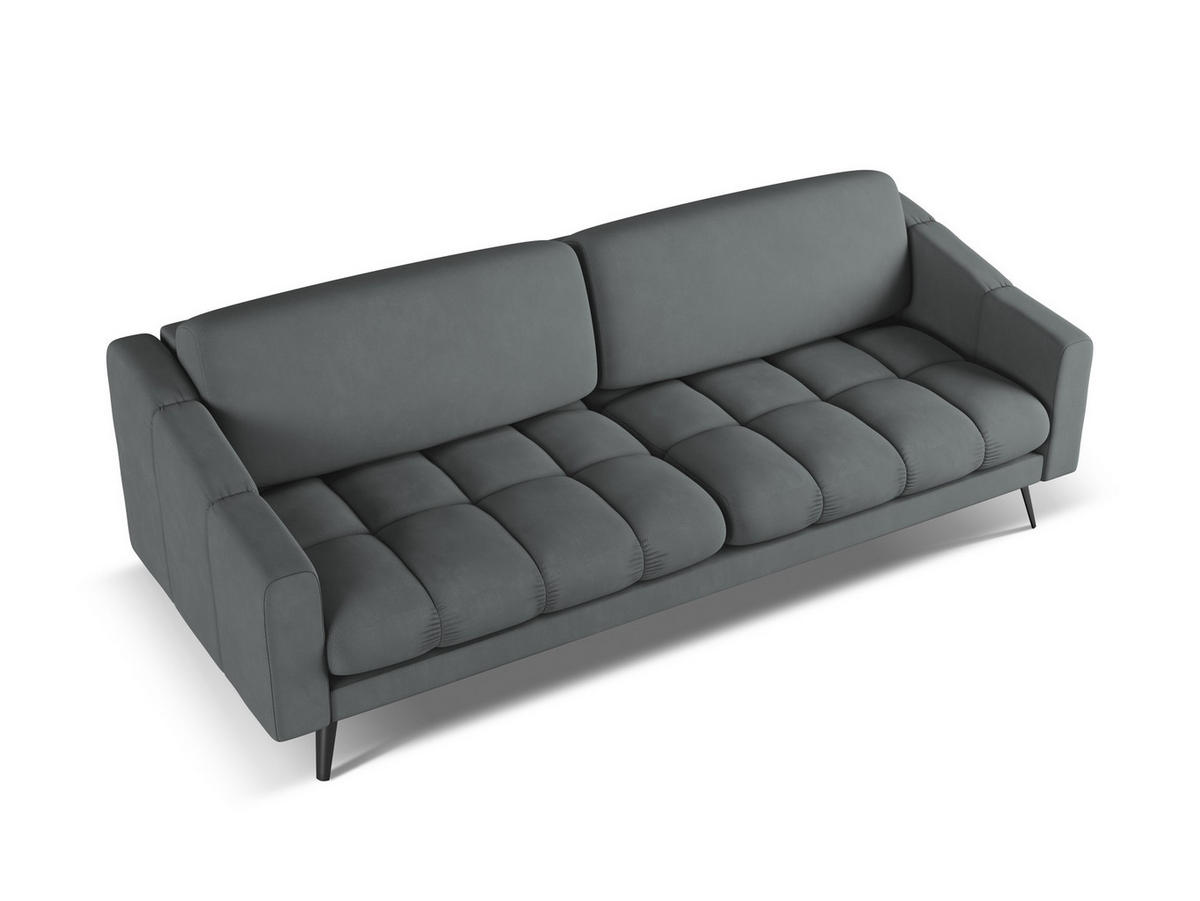 3-SITZER SOFA Samt Stoff Grün - Schwarz/Olivgrün, Textil/Metall (202/80/95cm) - Makamii