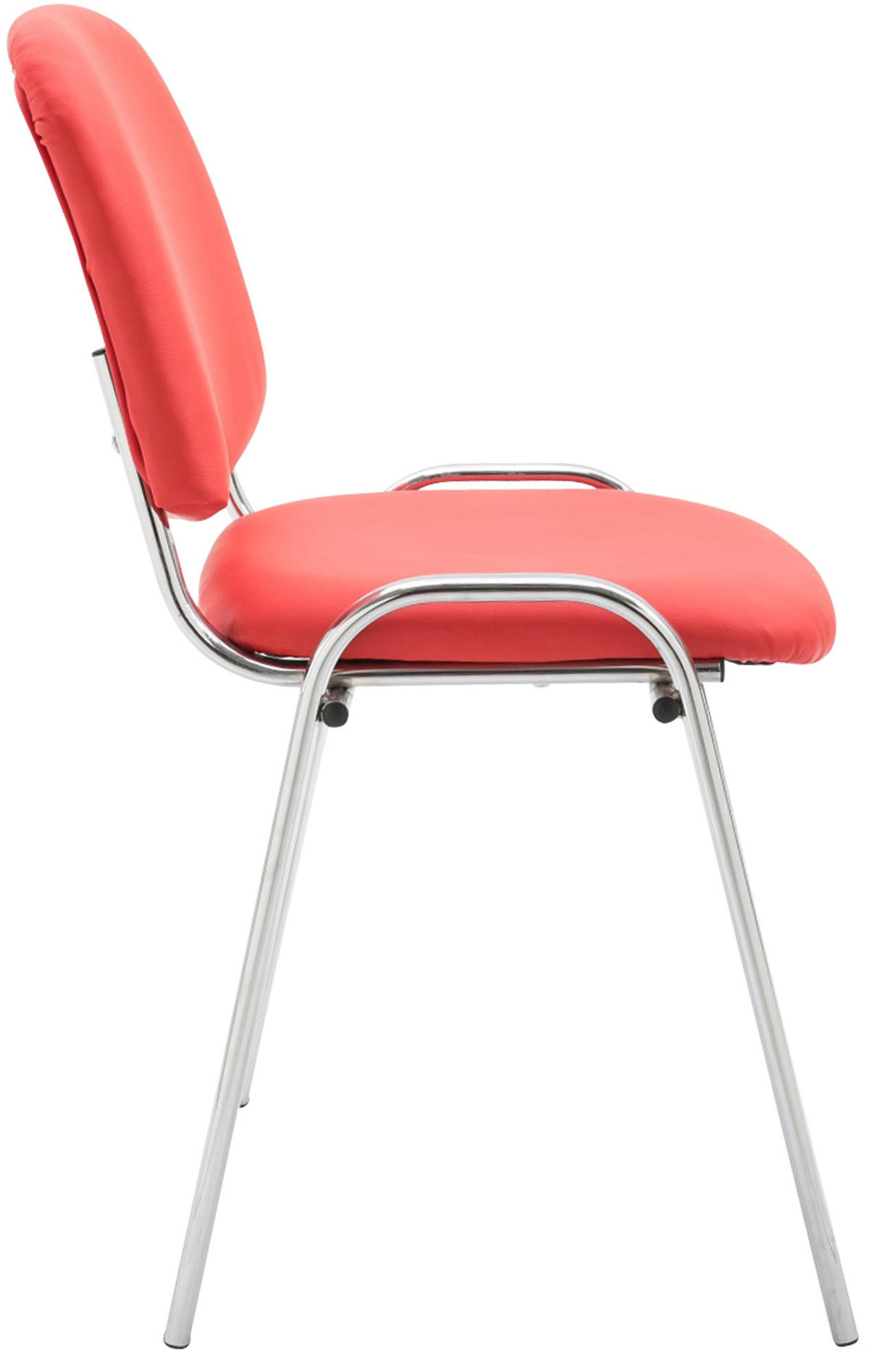 BESUCHERSTUHL Lederlook rot - Chromfarben/Rot, Textil/Metall (54/79/48cm) - CLP