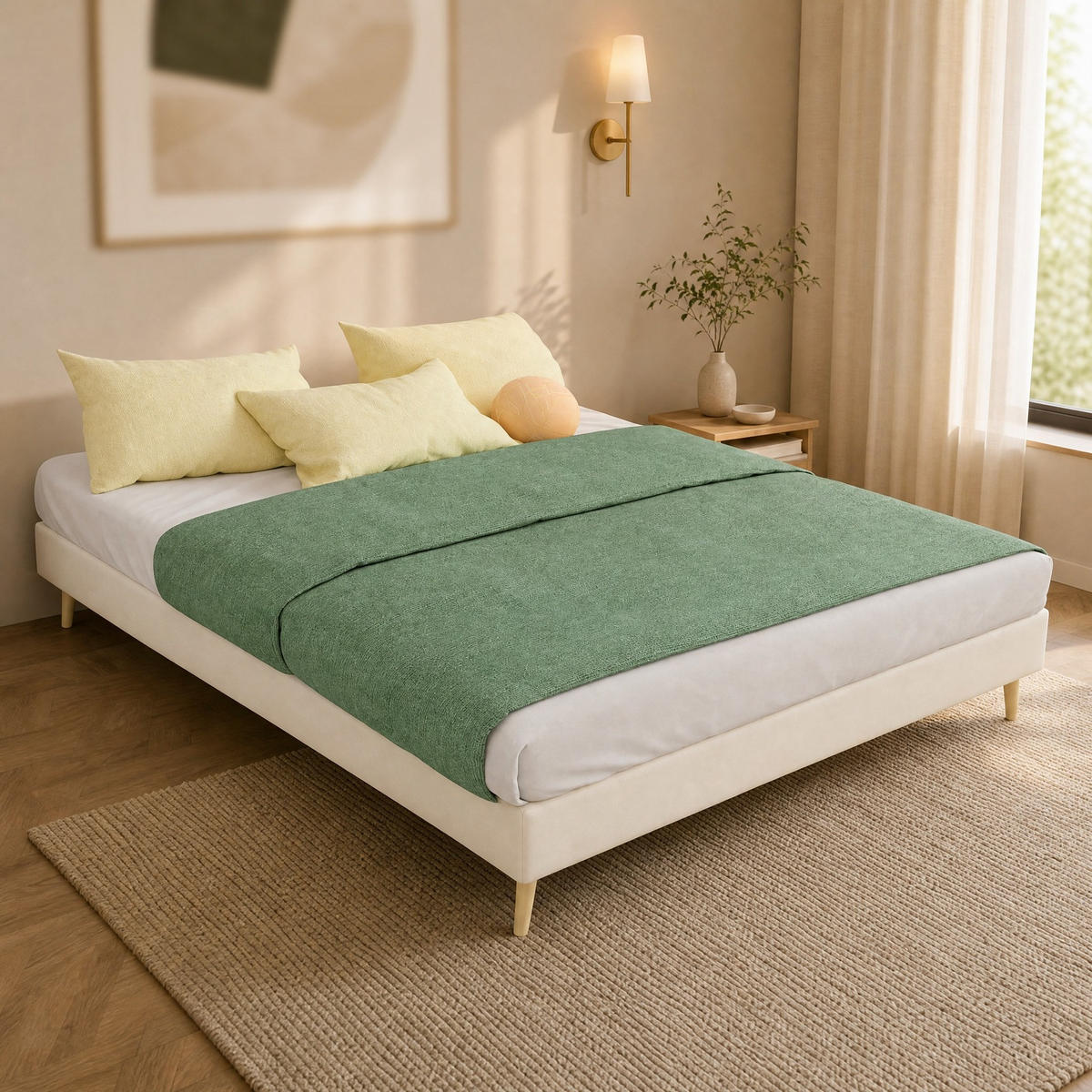 POLSTERBETT 140/200 mit Hollandveloursstoff in Beige - Beige, Holzwerkstoff/Textil (140/200cm) - EVRYAE