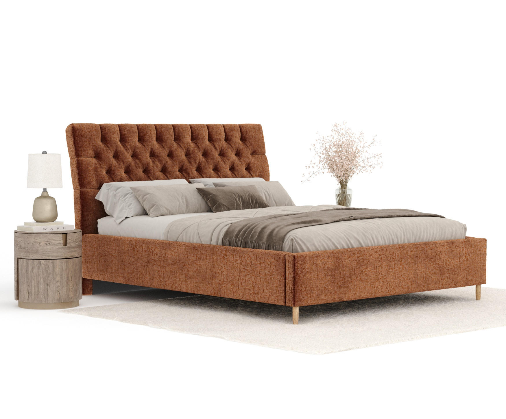 Thumbnail - Maison de Reve Polsterbett, Dunkelorange, Textil, Buche, Kiefer, 120x200 cm, Oeko-Tex® Standard 100, FSC 100%, Made in E...