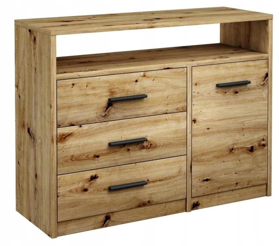 KOMMODE Bodo 1D3SO Artisan Eiche 98/35/75 cm - Eiche Artisan, Holzwerkstoff (98/75/35cm) - Matkam Möbel