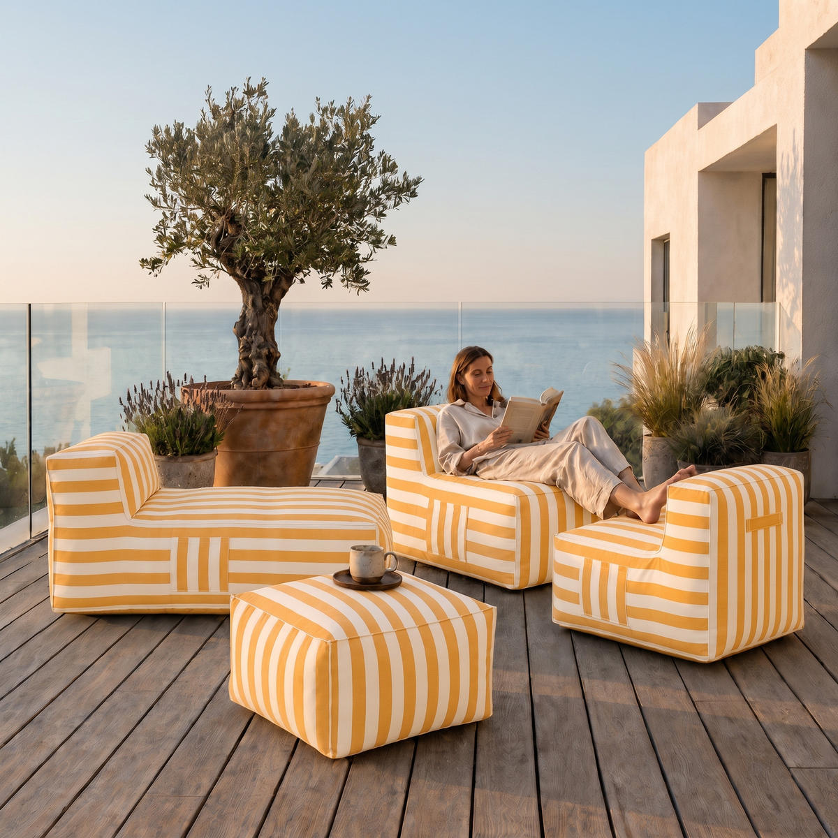 GARTENLOUNGE-SET SOFT SET 3 Gelb - Gelb, Textil - Muffo