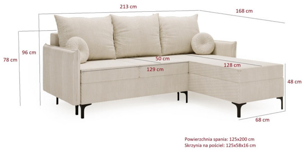ECKSOFA Beige LEA L Sztruksowy Links - Beige, Textil (213/168cm) - Sepro Meble