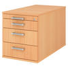 ROLLCONTAINER - mit 3 Schubladen 80/42,8/51,2 cm in Buchefarben Chromgriff (Metall) - Buchefarben, Holzwerkstoff (42.8/51.2/80cm) - bümö