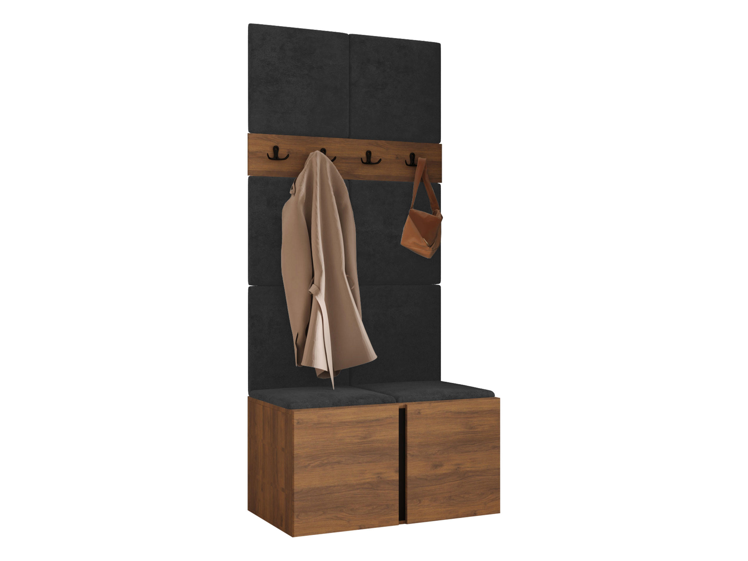 MOBILIER PENTRU HOL Orion IV - culoare lemn de nuc/antracit, material plastic/compozit lemnos (84/186/46cm) - MIRJAN24