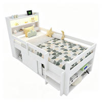 KINDERBETT 90/200 cm in Weiß Holz mit Stauraum, LED und USB - Weiß, Holz/Holzwerkstoff (90/200cm) - WISHDOR