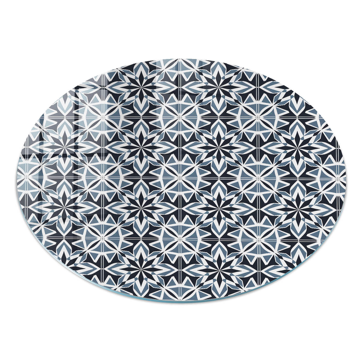 GLASPLATTE fi90 cm – Geometrische Sterne - Blau, Glas (0.4/90/90cm) - ArtPrintCave