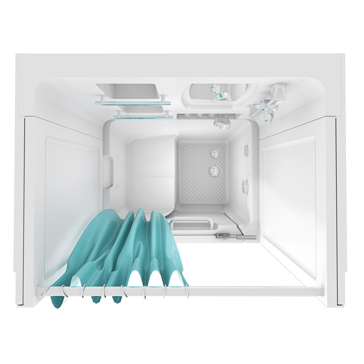 SENIORENDUSCHE Sitzwanne mit Tür S02D-TH-A-L 78x100x205cm - Weiß, Glas/Kunststoff (78/100/205cm) - AcquaVapore by Sandra Jentho