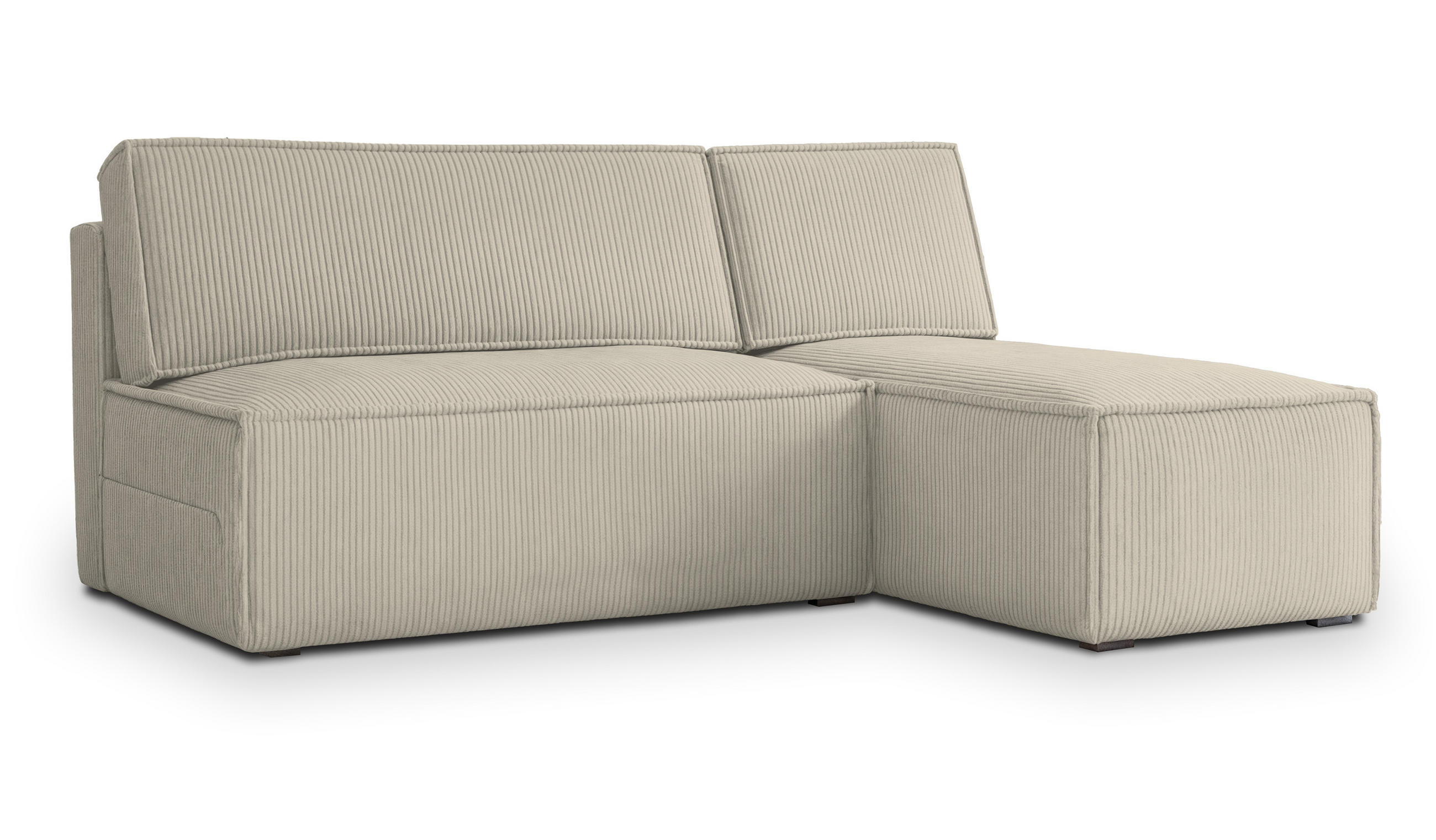 ECKSOFA BRISO P Creme Kordstoff mit Schlaffunktion - Creme, Holz (200/140cm) - MASSENO