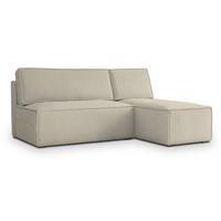 ECKSOFA BRISO P Creme Kordstoff mit Schlaffunktion - Creme, Holz (200/140cm) - MASSENO