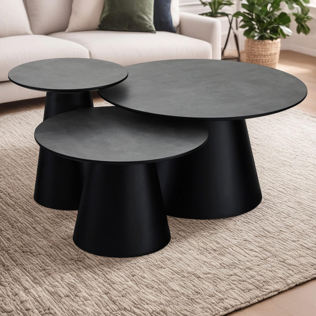 COUCHTISCH rund Dunkelgrau 60/60/40 cm - Dunkelgrau/Grau, Holz (60/60/40cm) - Furnhouse