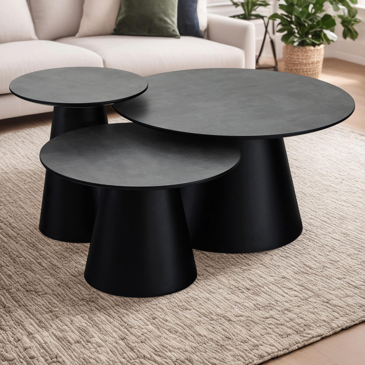COUCHTISCH rund Dunkelgrau 60/60/40 cm - Dunkelgrau/Grau, Holz (60/60/40cm) - Furnhouse