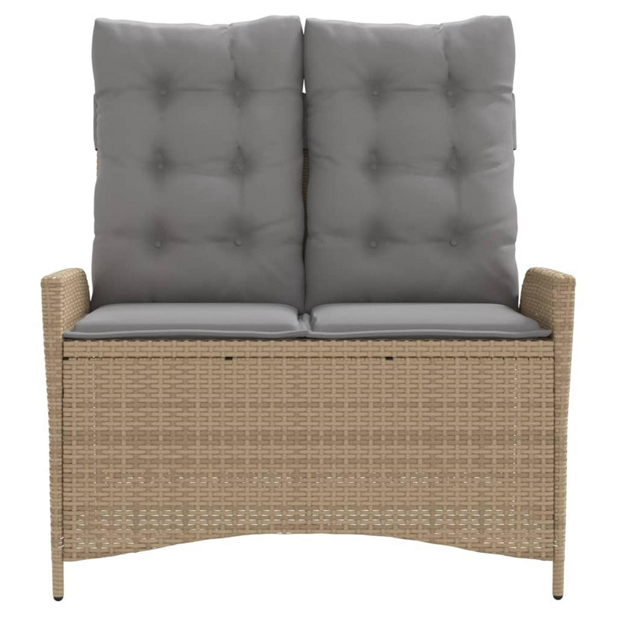 GARTENBANK Verstellbar mit Kissen Beige Poly Rattan - Beige, Kunststoff (104/93/59cm) - furnicato