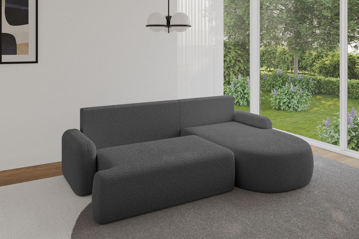 WOHNLANDSCHAFT mit Schlaffunktion und Bettkasten LIRA-L - 264x172x89 Grau - Grau, Holzwerkstoff/Textil (172/264cm) - ALTDECOR