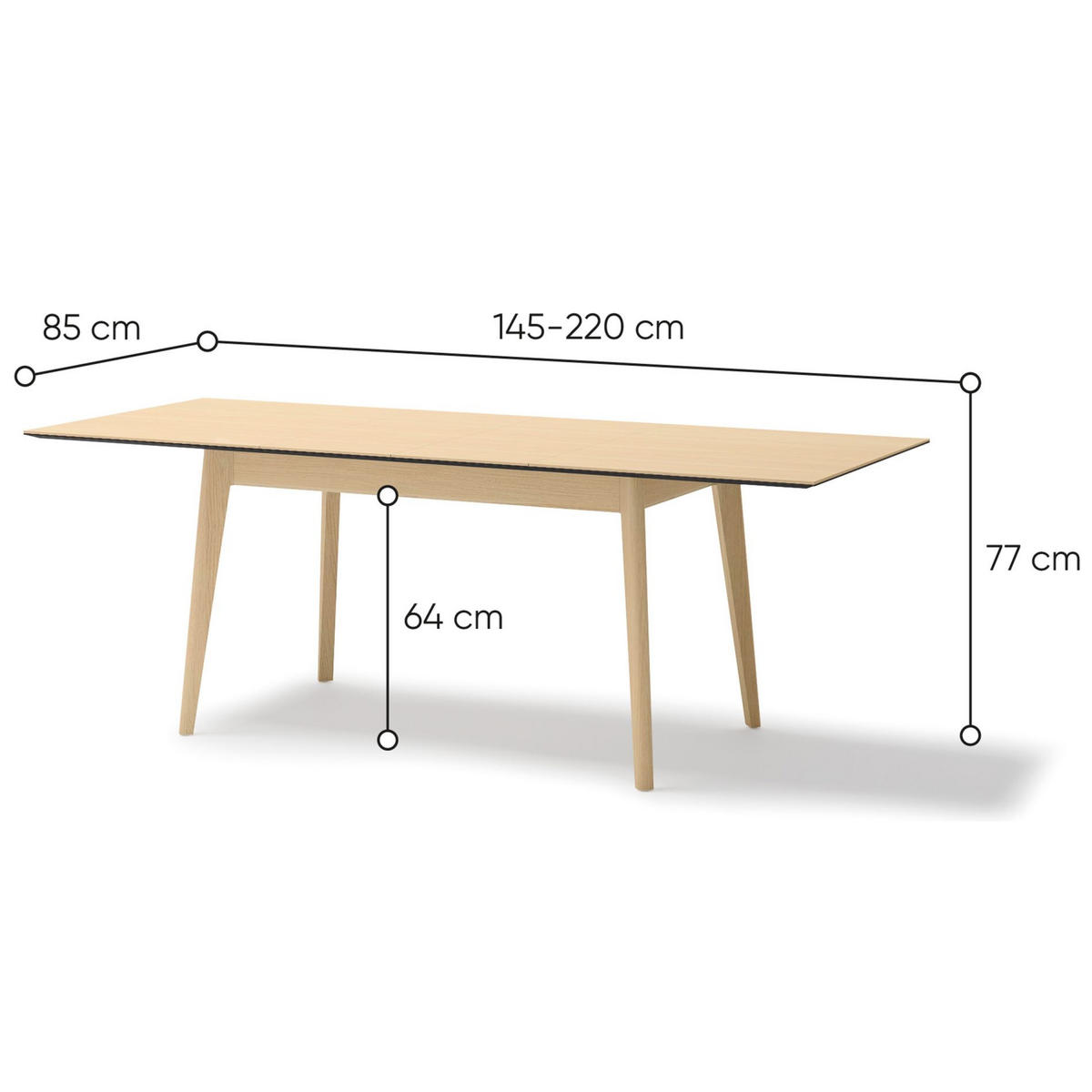 ESSTISCH Plot ausziehbar Helle Eichenholzoptik, 145 x 220 x 85 cm - Beige, Holz/Holzwerkstoff (85/145/77cm) - Selsey