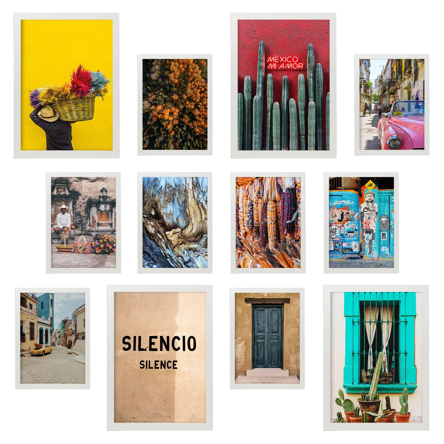 POSTER Set Mit 12 Mexikanisches Fotografie A3 Weißer Rahmen - Weiß, Papier (29.7/5/42cm) - Nacnic