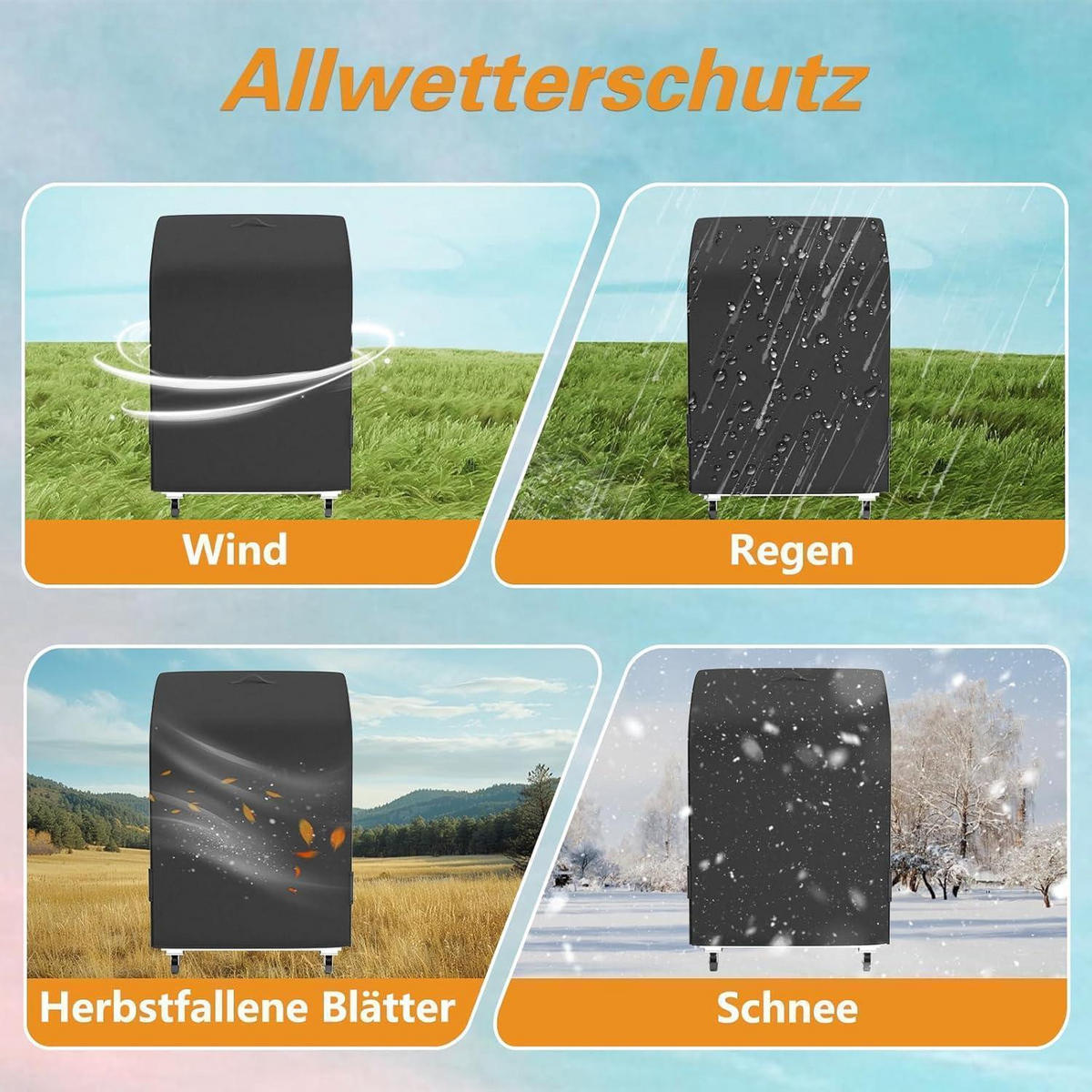 ABDECKHAUBE Gasgrill 420D Nylon 82 x 61 x 110 cm - Schwarz, Kunststoff (82/61/110cm)