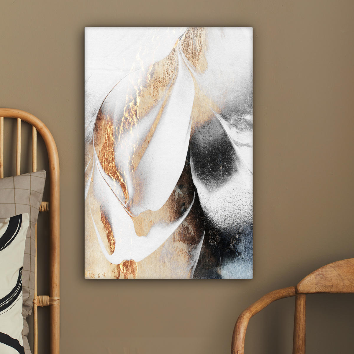 LEINWANDBILD Luxus - Abstrakt - Gold - Weiß 40x60 cm - Goldfarben, Textil (40/60cm) - MuchoWow