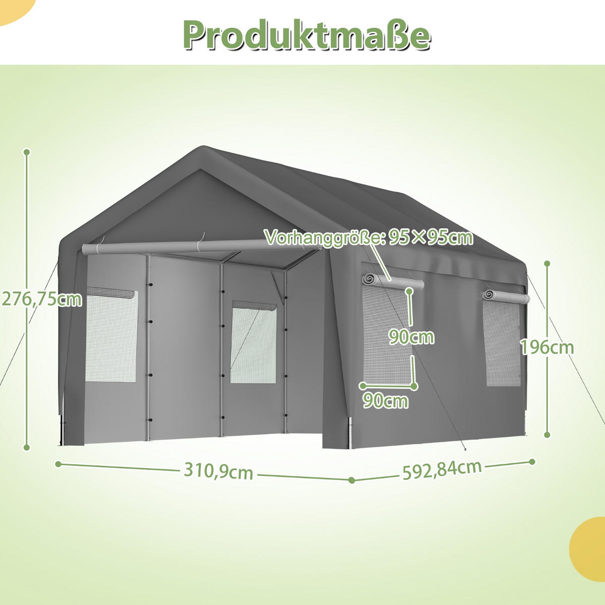 GERÄTEHAUS 592.84/310.9/276.75 cm Grau mit Roll-Up-Fenster, Abnehmbare Seitenwände und Dach - Grau, Metall (310.9/276.75/592.84cm) - Oxeza