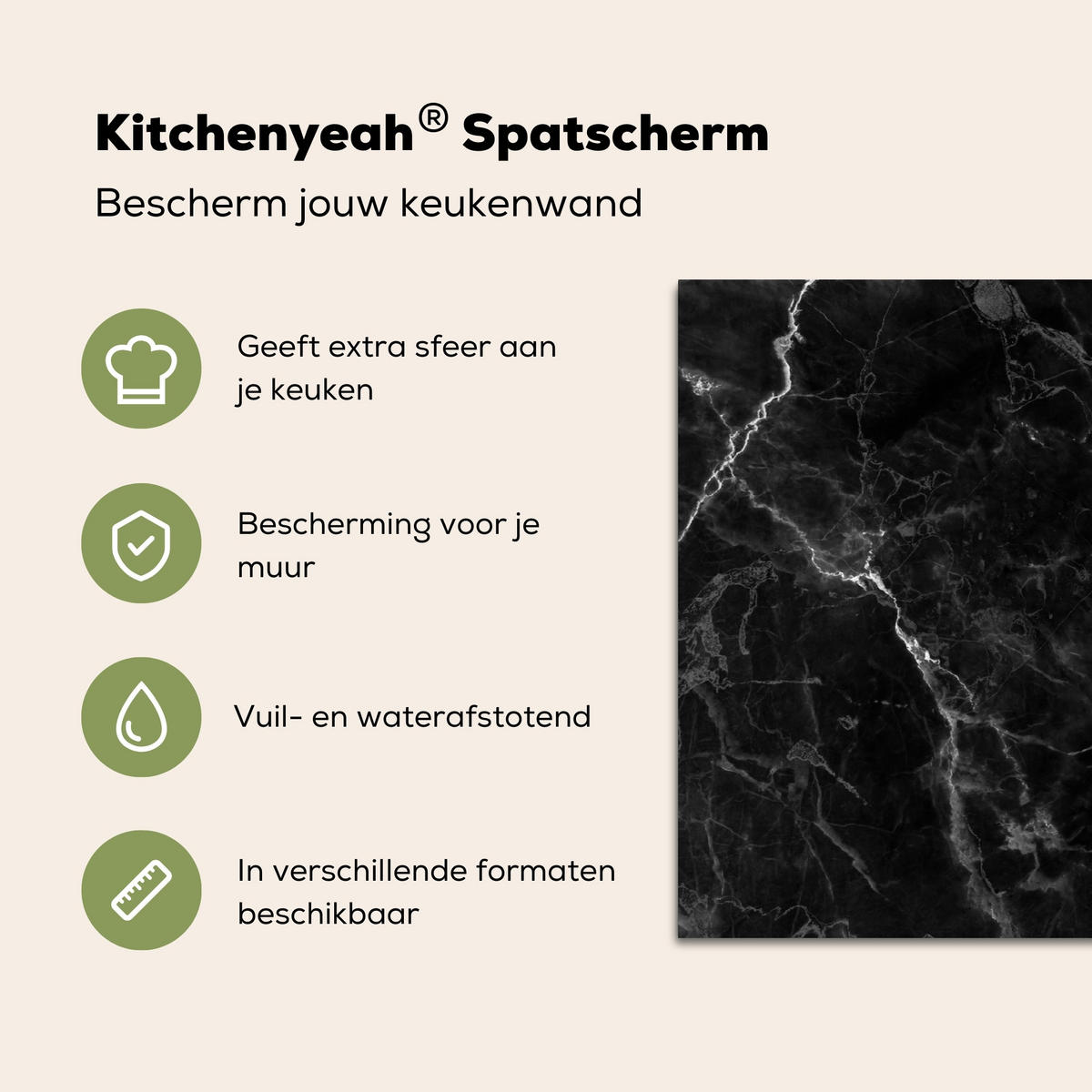 SPRITZSCHUTZ KÜCHE Marmor - Schwarz - Weiß - Textur - Marmoroptik 90x60 cm - Silberfarben, Metall (90/0.3/60cm) - MuchoWow